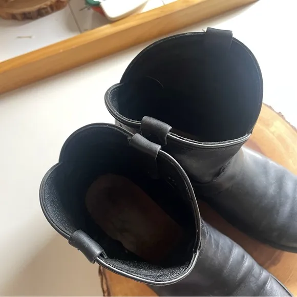 Frye Black Leather Ankle Harness Boots | Size 8