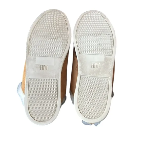Frye Brown Ivy Genuine Shearling Sneaker Mule Shoes Suede size 8.5