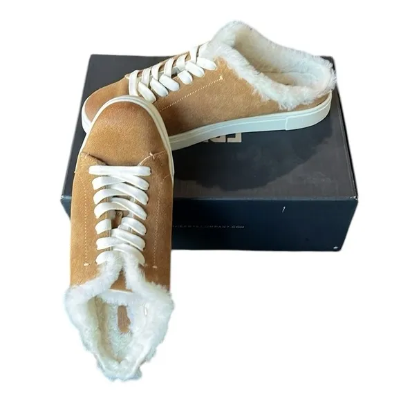 Frye Brown Ivy Genuine Shearling Sneaker Mule Shoes Suede size 8.5