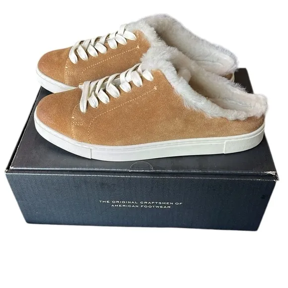 Frye Brown Ivy Genuine Shearling Sneaker Mule Shoes Suede size 8.5