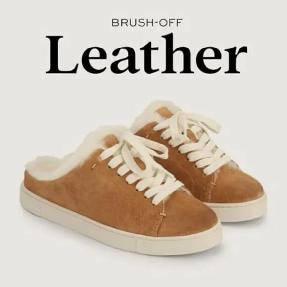 Frye Brown Ivy Genuine Shearling Sneaker Mule Shoes Suede size 8.5