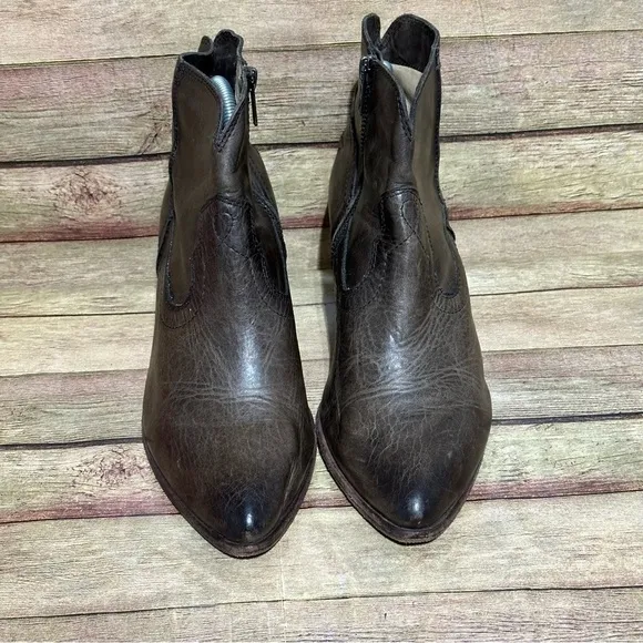Frye Brown Leather Renee Ankle Boots