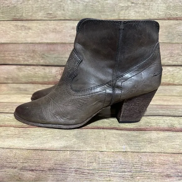 Frye Brown Leather Renee Ankle Boots