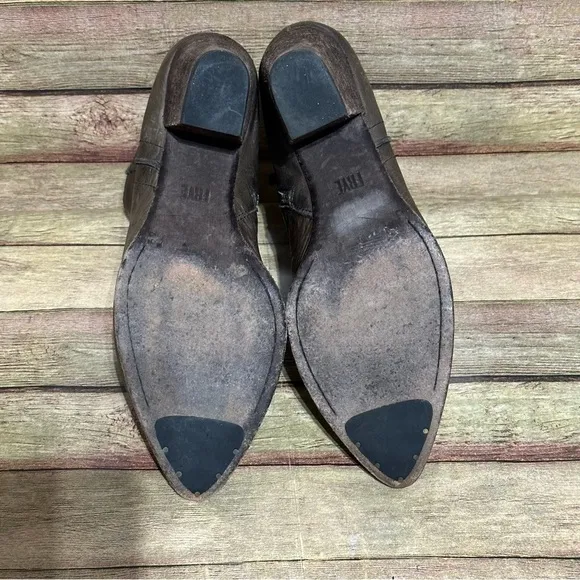 Frye Brown Leather Renee Ankle Boots