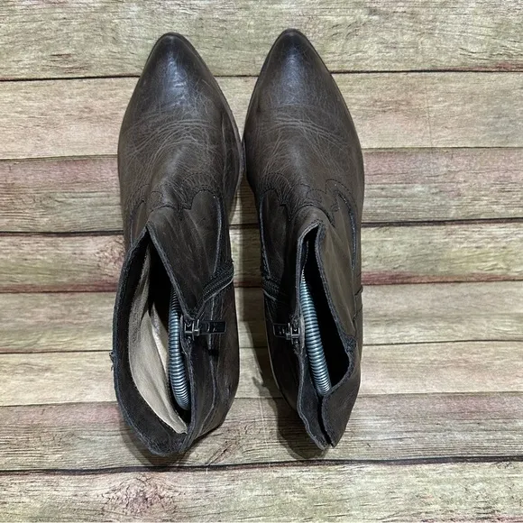 Frye Brown Leather Renee Ankle Boots