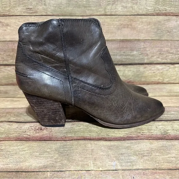 Frye Brown Leather Renee Ankle Boots