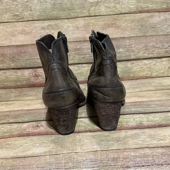 Frye Brown Leather Renee Ankle Boots
