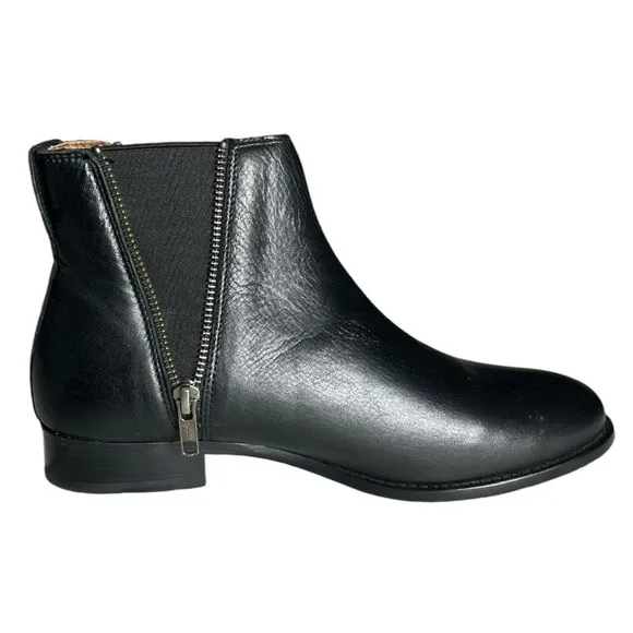 Frye Carly Black Leather Zipper Detail Chelsea Boots Size 9B