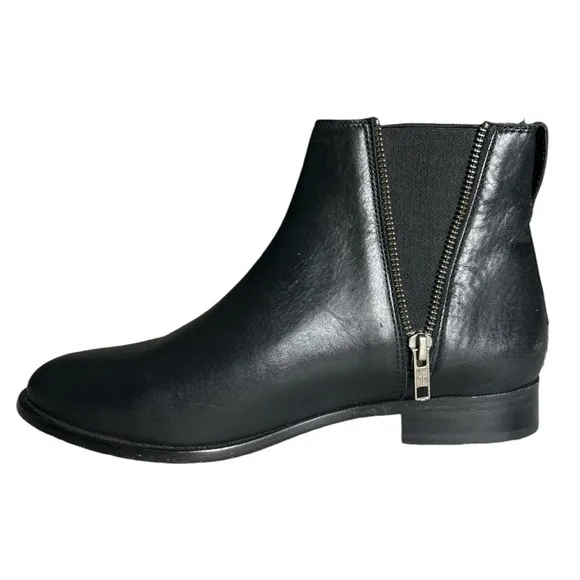 Frye Carly Black Leather Zipper Detail Chelsea Boots Size 9B