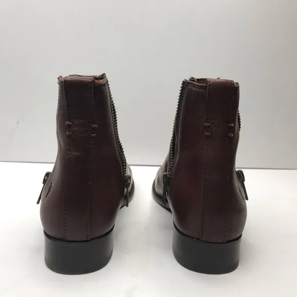 Frye Carly Double Zip Chelsea Ankle Cognac Boots