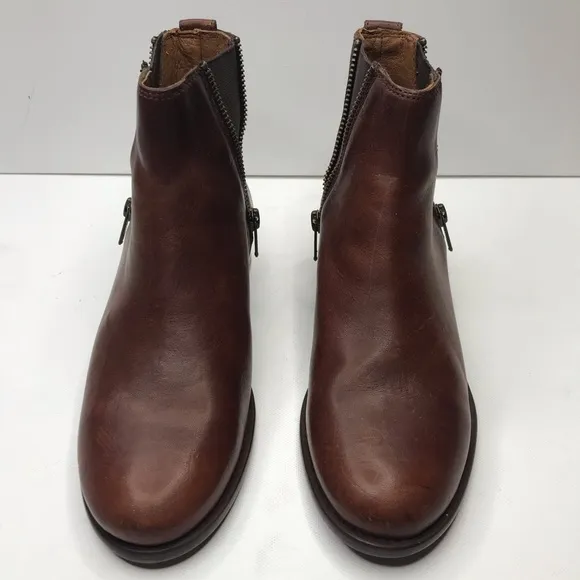 Frye Carly Double Zip Chelsea Ankle Cognac Boots