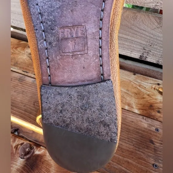 Frye Carson Ballet Flat Cognac Brown Leather Shoes