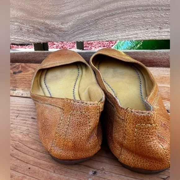 Frye Carson Ballet Flat Cognac Brown Leather Shoes