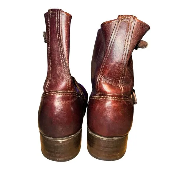 Frye Engineer 8R Motorcycle Boots Women's Size 9.5 M Dark Brown Leather Buckles