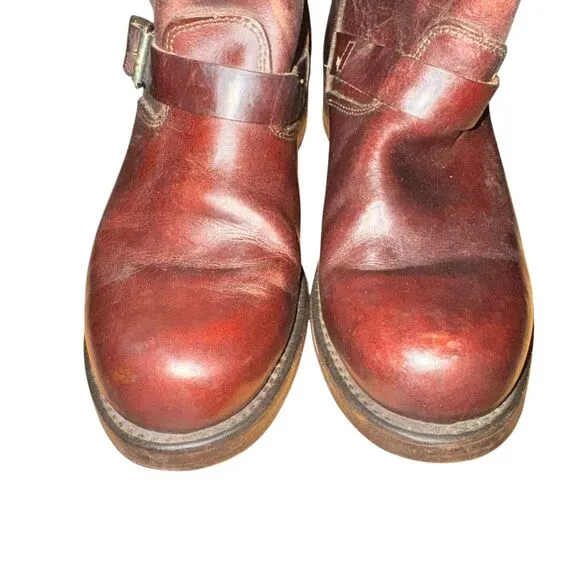 Frye Engineer 8R Motorcycle Boots Women's Size 9.5 M Dark Brown Leather Buckles