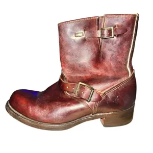 Frye Engineer 8R Motorcycle Boots Women's Size 9.5 M Dark Brown Leather Buckles