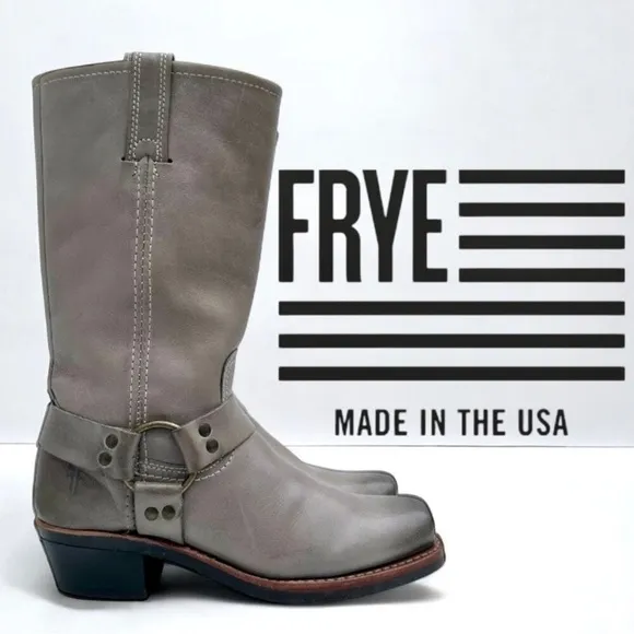 FRYE grey harness motorcycle biker Cowboy boots size 10