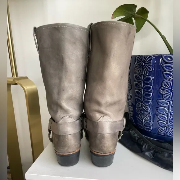 FRYE grey harness motorcycle biker Cowboy boots size 10