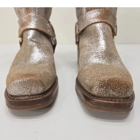 Frye Harness Boot Boots Moto Shortie 9&quot; Metallic Sparkle Western Size 9.5 M