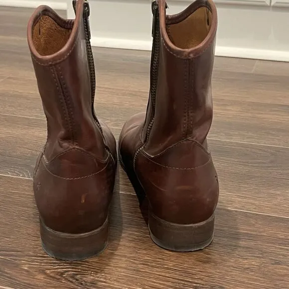 Frye Leather Melissa Button Short Zip Western Ankle Boots Leather Size 9