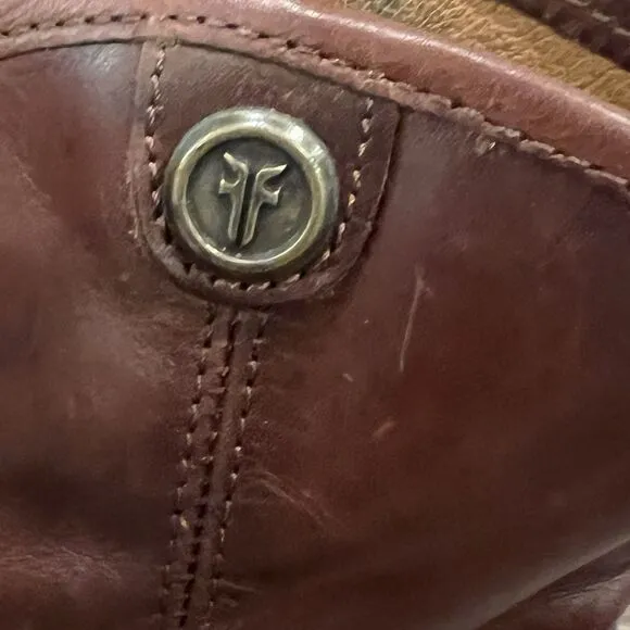 Frye Leather Melissa Button Short Zip Western Ankle Boots Leather Size 9