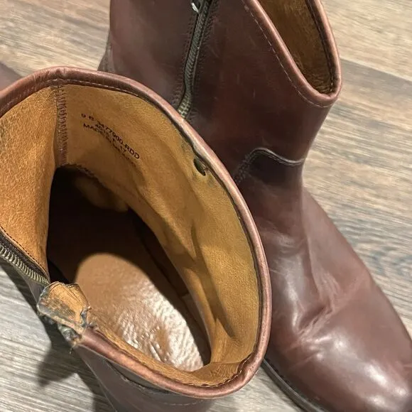 Frye Leather Melissa Button Short Zip Western Ankle Boots Leather Size 9