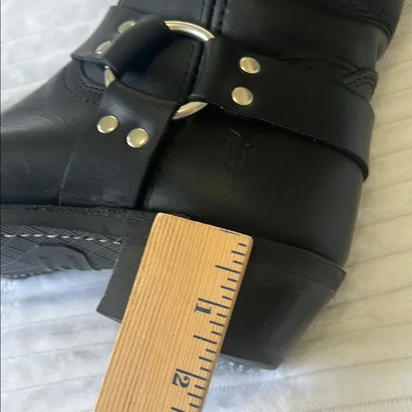 Frye leather upper Black  Boots motorcycle western cowboy Sz 91/2 M   U.S.A