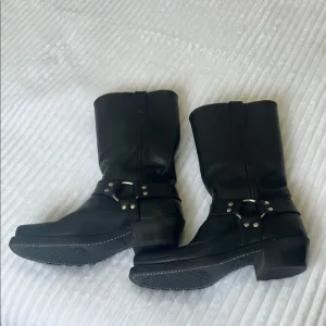 Frye leather upper Black  Boots motorcycle western cowboy Sz 91/2 M   U.S.A
