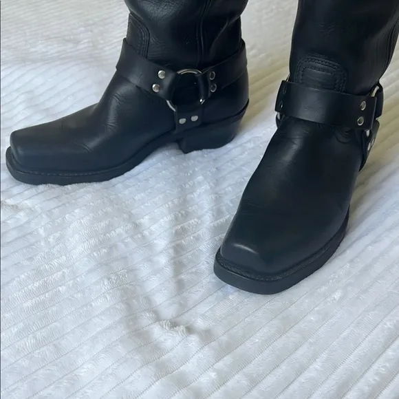 Frye leather upper Black  Boots motorcycle western cowboy Sz 91/2 M   U.S.A