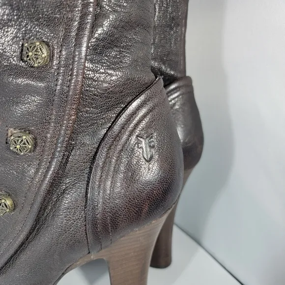 Frye Matilda Button Boots Victorian 4&quot; Heel Bohemian Steam Punk Sexy Size 9