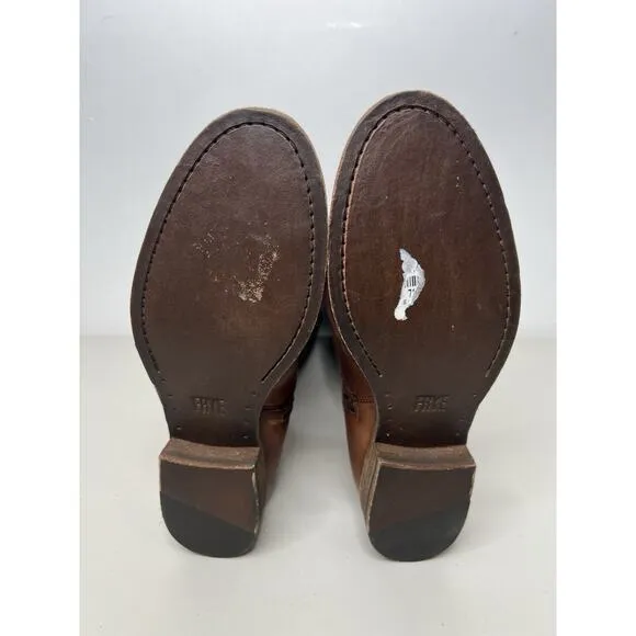 Frye Melissa Belted Tall Riding Brown Cognac Boots Size 6