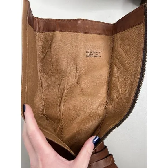 Frye Melissa Belted Tall Riding Brown Cognac Boots Size 6