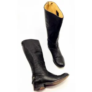 Frye Melissa Boots 76430 Black Leather Button Back Zip Knee High Women's Size 6