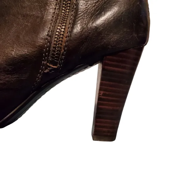 Frye Miranda Brown Leather Ankle Zip Heeled Boots Women's Size 8M