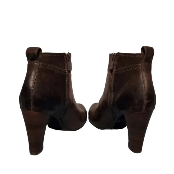 Frye Miranda Brown Leather Ankle Zip Heeled Boots Women's Size 8M