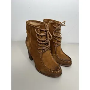 Frye Parker Moc Toe Ankle Boots Booties Brown Suede Womens Size 8