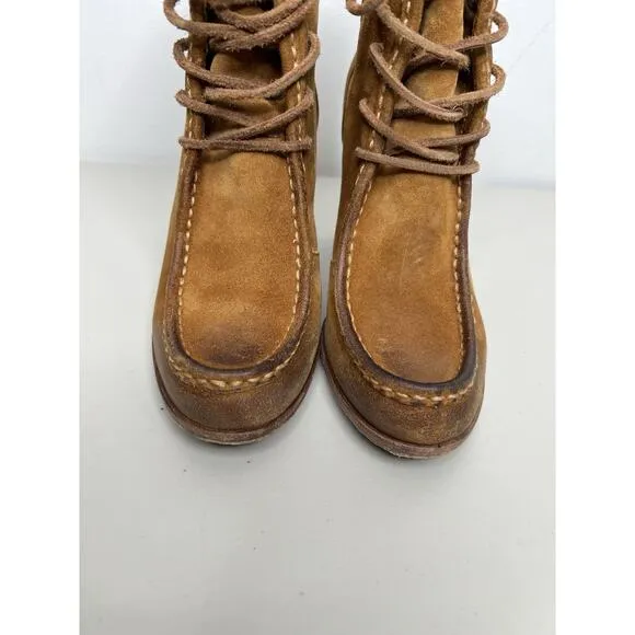 Frye Parker Moc Toe Ankle Boots Booties Brown Suede Womens Size 8