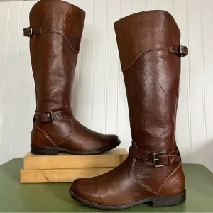 Frye PHILLIP Riding Boots in Cognac Pebbled Leather