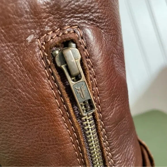 Frye PHILLIP Riding Boots in Cognac Pebbled Leather