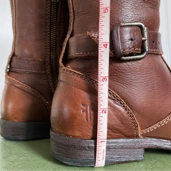 Frye PHILLIP Riding Boots in Cognac Pebbled Leather