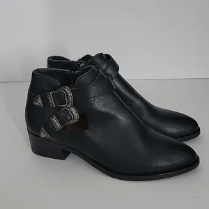 Frye Ray Western Shootie Ankle Boots Black Leather Festival Size 6