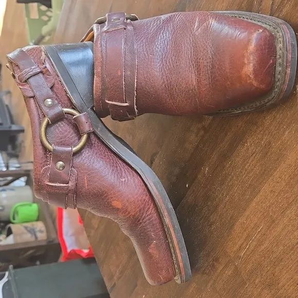 Frye Russet Pebble Saddle Leather Mules Womens Size 7.5 Made In The USA