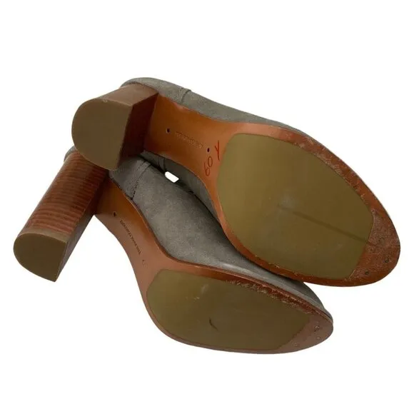Frye Size 9.5 Suede Shoes 4  Block Heel Gray Ankle Strap Almond Toe Womens Heels