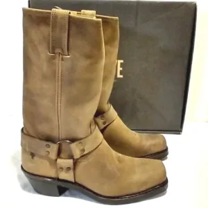Frye tan Brown Leather harness moto motorcycle cowboy Boots
