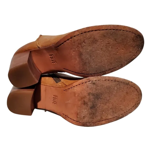 Frye Tan Leather Zip-Up Riding Ankle Booties Boots Women's Size 7.5B