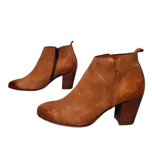 Frye Tan Leather Zip-Up Riding Ankle Booties Boots Women's Size 7.5B