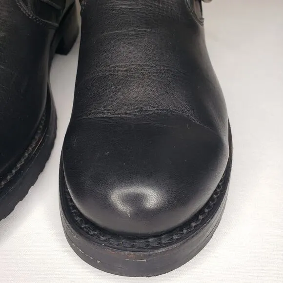 FRYE Veronica Black Leather Buckle Short Leather Moto Boots Size 10B Biker