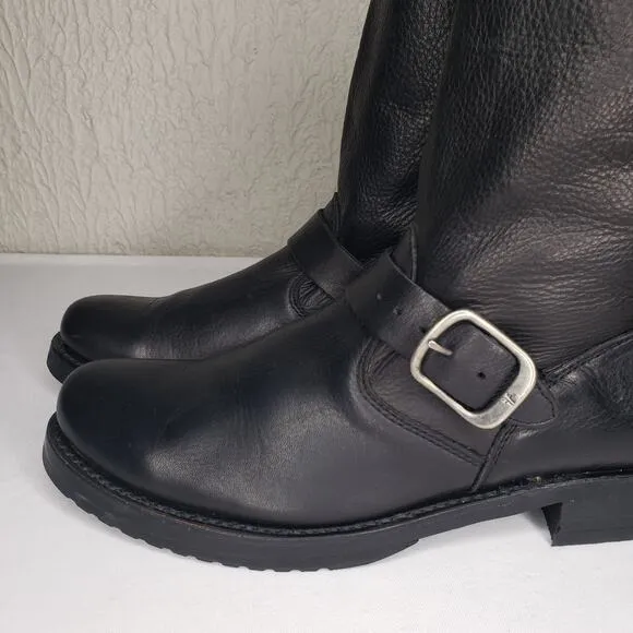 FRYE Veronica Black Leather Buckle Short Leather Moto Boots Size 10B Biker