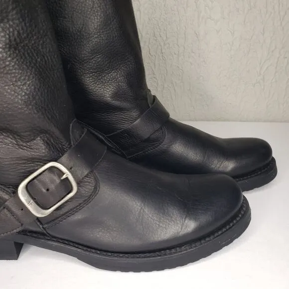 FRYE Veronica Black Leather Buckle Short Leather Moto Boots Size 10B Biker