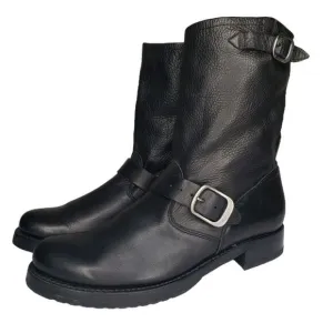 FRYE Veronica Black Leather Buckle Short Leather Moto Boots Size 10B Biker
